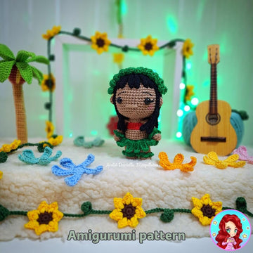 Lilo Amigurumi Crochet Pattern – Hawaiian Outfit – PDF (US Terms)
