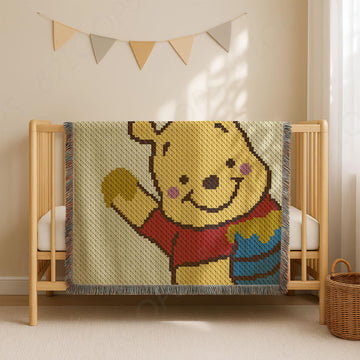 The Pooh Honey Pod Blanket C2C CROCHET PATTERN 90x90 Squares Winnie Afghan
