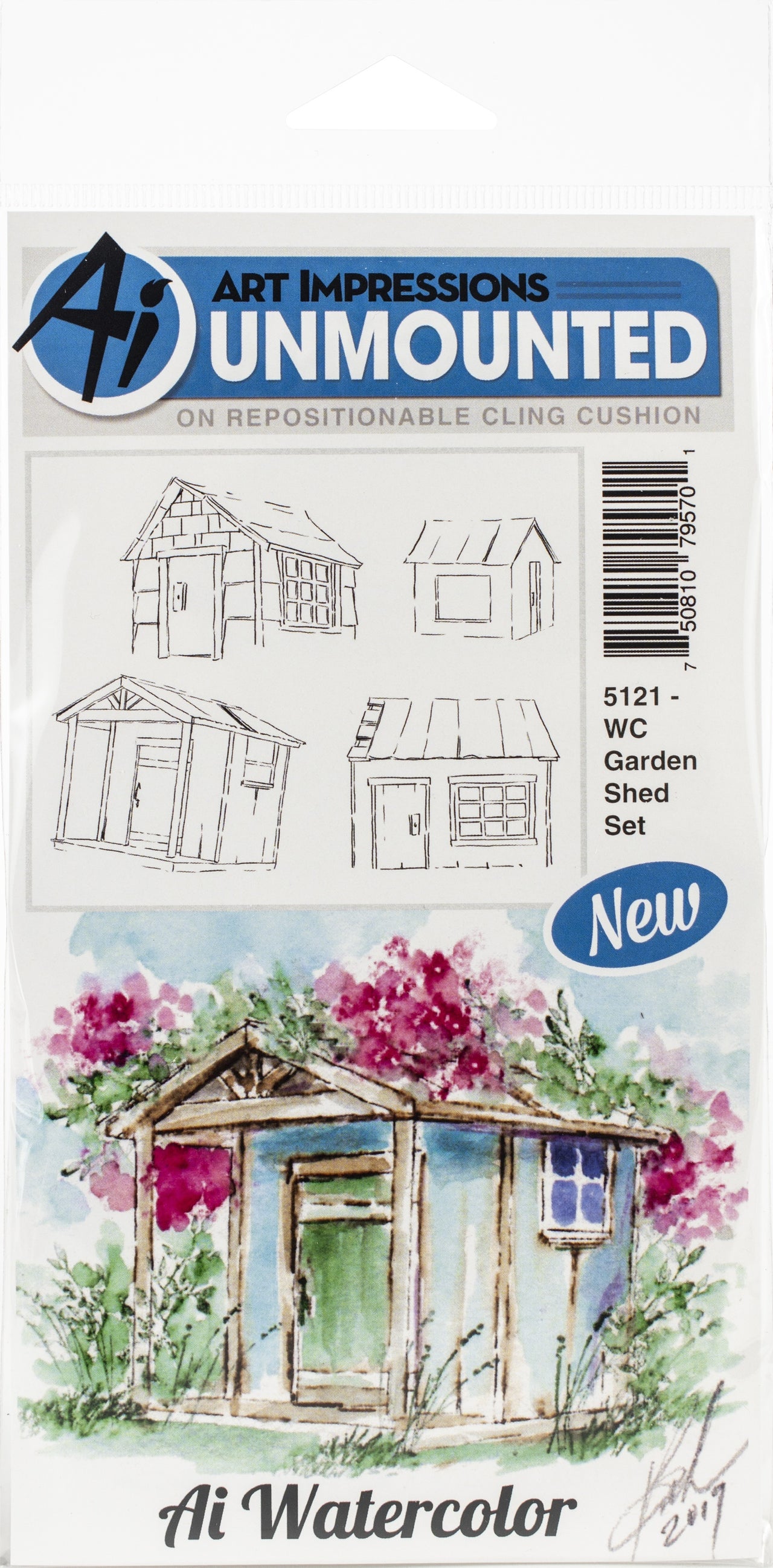 Art Impressions Watercolor Cling Rubber Stamps - Garden Shed