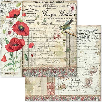 Stamperia Intl Stamperia Double-Sided Cardstock 12"X12" 10/Pkg - Spring Botanic W/Poppy & Little Bird