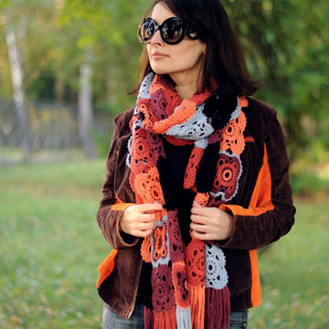 Lila boho crochet scarf with fringe