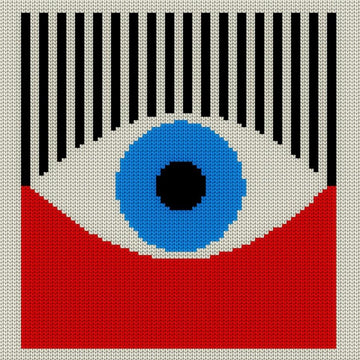 Bauhaus Geometric Eye Motif Knit Chart