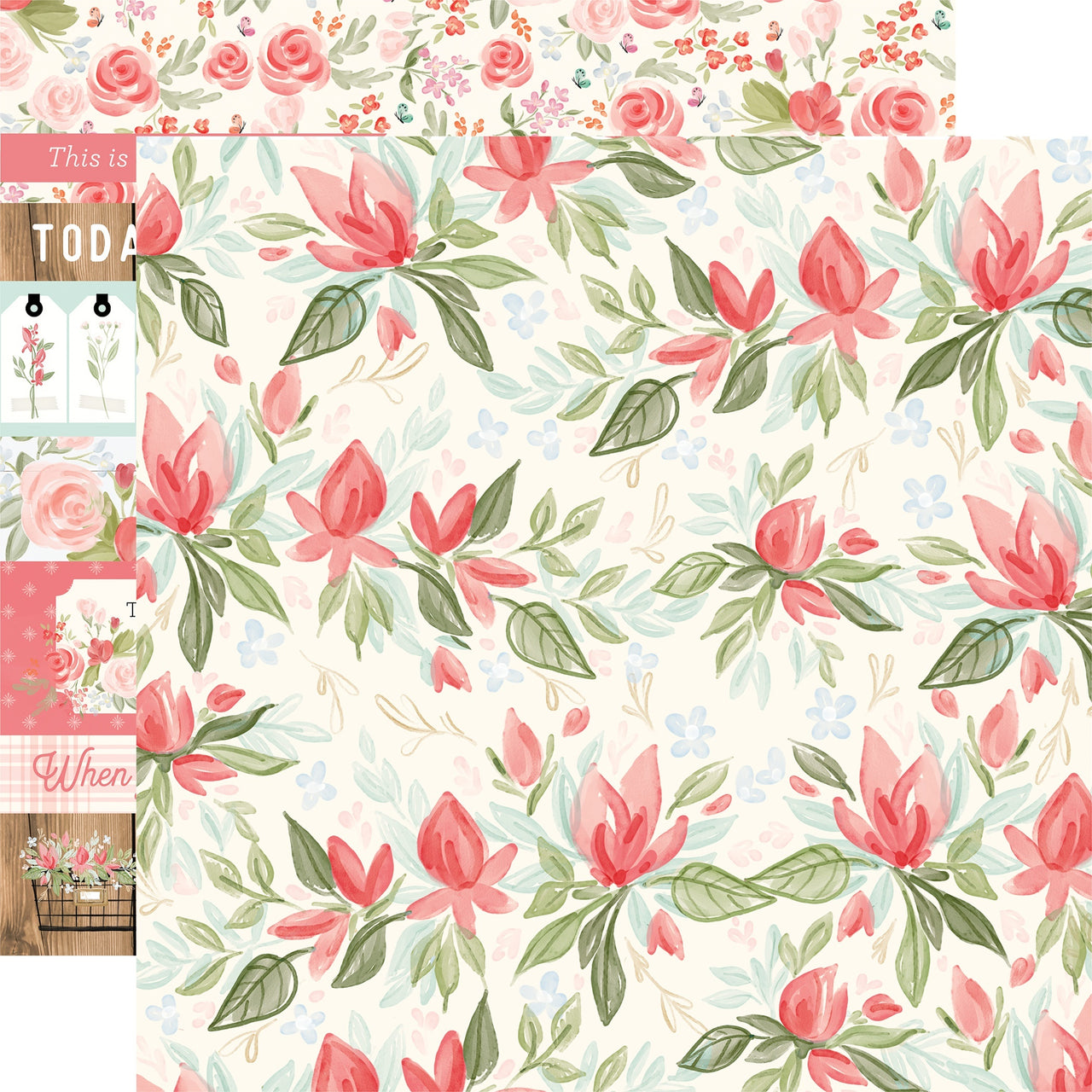 Echo Park Paper Farmhouse Market Double-Sided Cardstock 12"X12" 25/Pkg - Timeless Floral