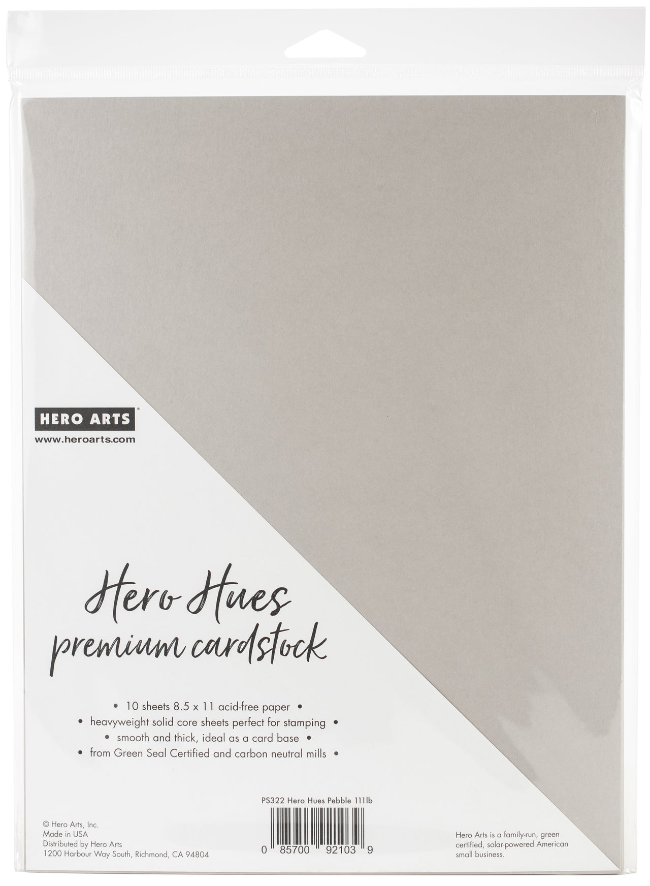 Hero Arts Hero Hues Premium 8.5"X11" Cardstock 10/Pkg - Pebble