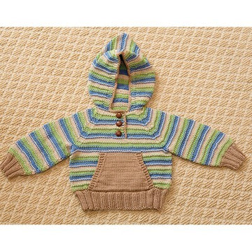 Striped Hoodie & Hat - Knitting Pattern for Babies in Tahki Yarns Cotton Classic