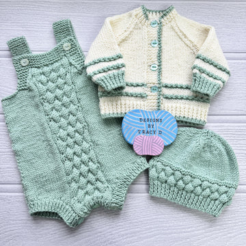 Juniper Baby Romper, Cardigan, Hat & Booties 0-6mths
