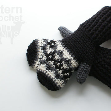 Fair Isle Crochet Argyle Mittens (2016006)