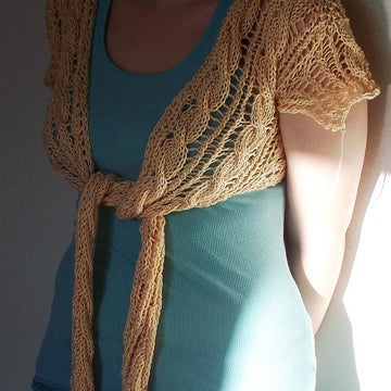 Tie Front Cabled Bolero