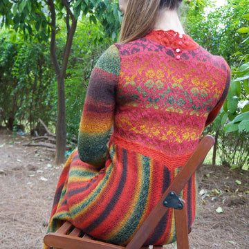 Maxi dress with stripes and colorwork