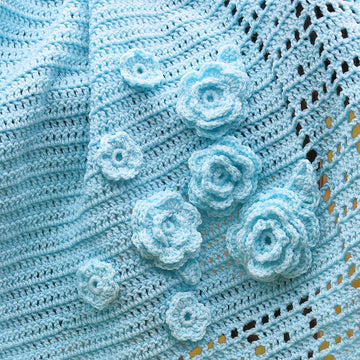 Blue Roses Baby Blanket