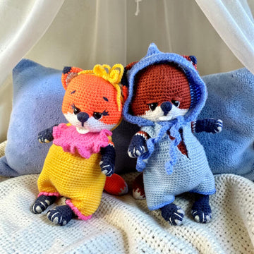 Crochet Fox Doll Amigurumi Pattern PDF, Woodland Fox Couple, Dress Up Doll, Crochet Toy Clothes, Kawaii Fox Plush