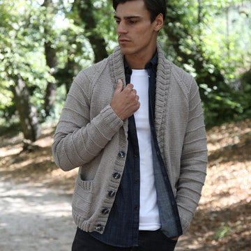 Bertil Cardigan - Knitting Pattern For Men in MillaMia Naturally Soft Aran