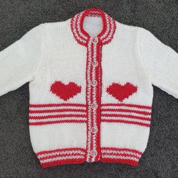 Pippa - Girl's heart and stripe cardigan