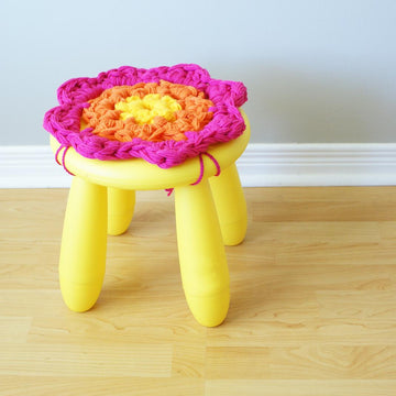 Super Chunky Crochet Stool Cover (12" diameter) (pillow001)