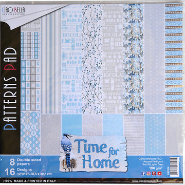 Ciao Bella Double-Sided Paper Pack 90lb 12"X12" 8/Pkg - Time For Home, 8 Designs/1 Each