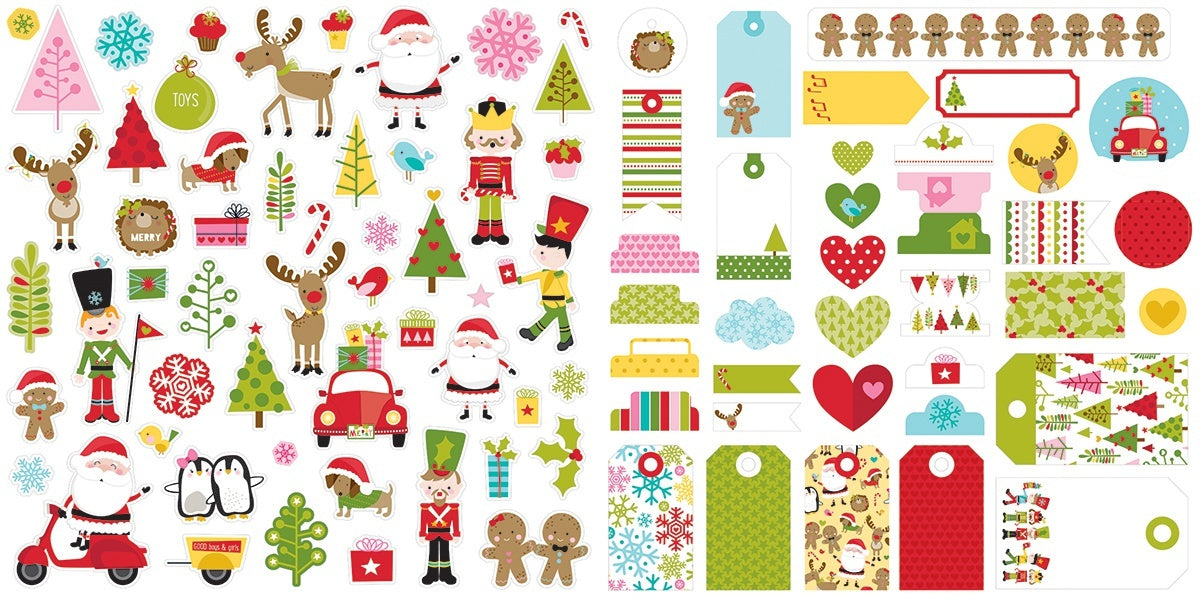 Doodlebug Bella Blvd Cardstock Ephemera - Icons, Santa Squad