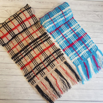 Crochet Tartan Plaid Shawl or Scarf