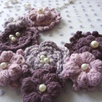 Purple and Lavender Puff Flower Necklace