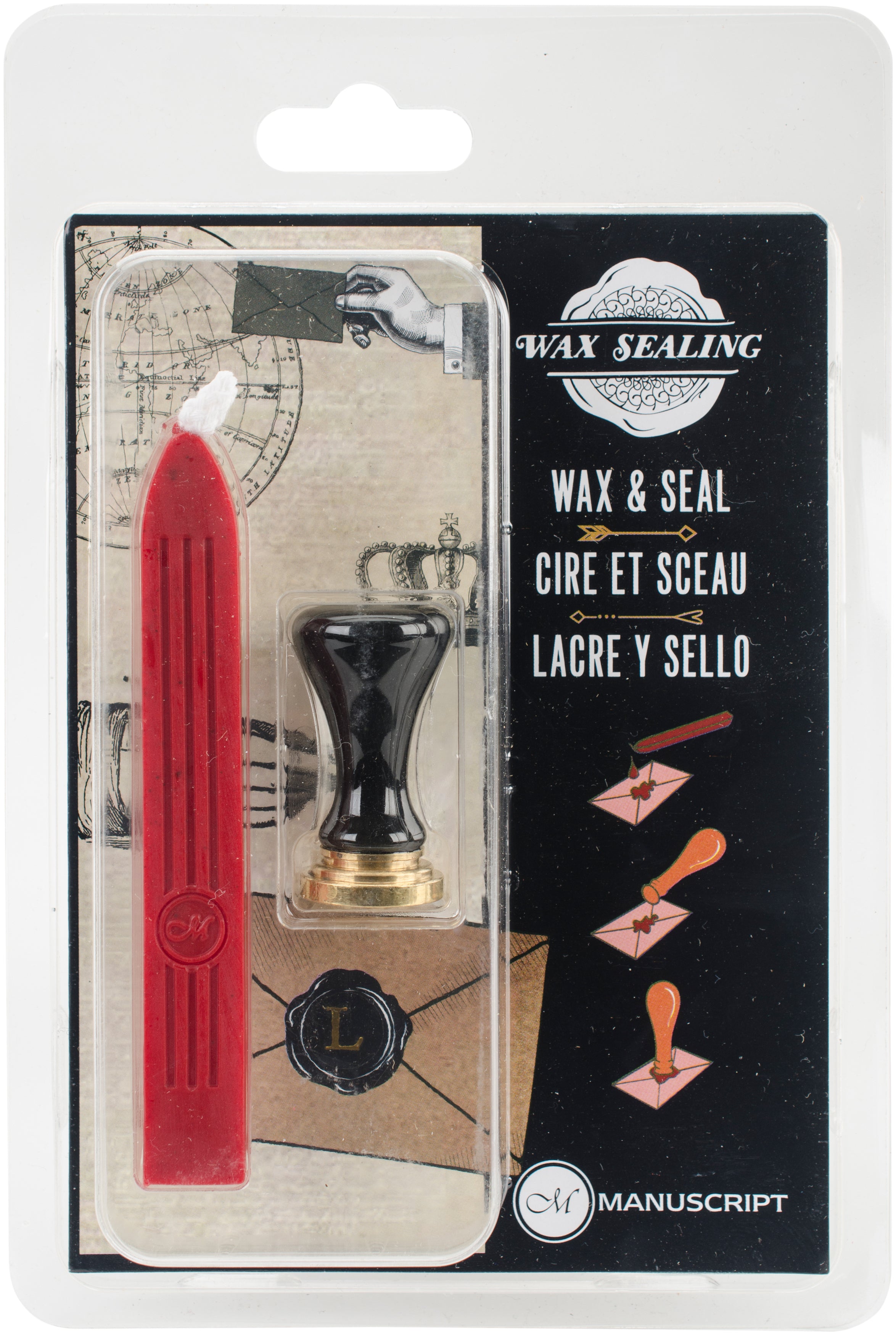 Manuscript Pen Manuscript Short Handle Design Sealing Set W/Red Wax - L
