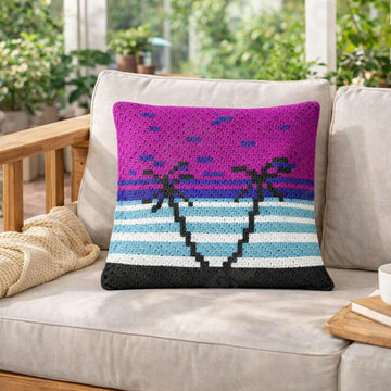 Miami Vice Broadway Art Deco Pillow 42x42 Sq Mini C2C Crochet Pattern
