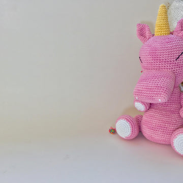 Cornelia the amigurumi pink unicorn