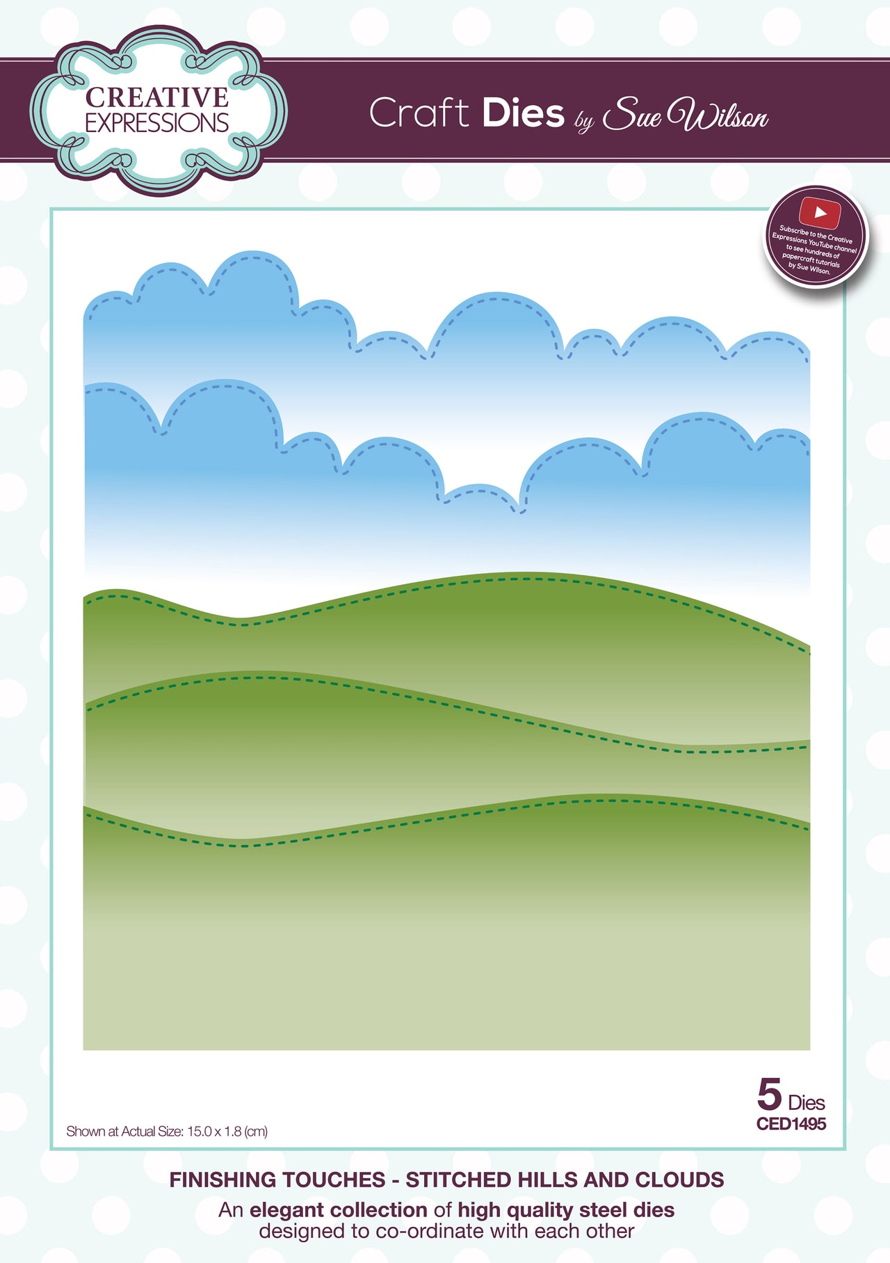 Creative Expressions Craft Dies By Sue Wilson - Finishing Touches-Stitched Hills/Clouds