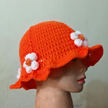 Bucket Hat with Puff Flowers