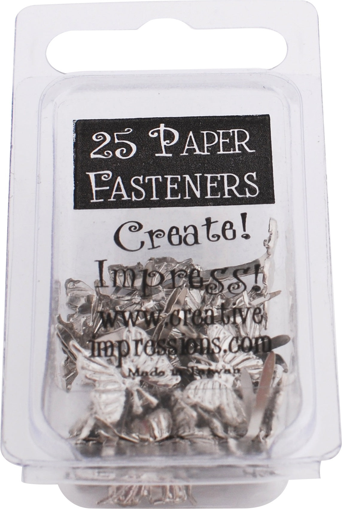 Creative Impressions Metal Paper Fasteners 25/Pkg - Silver Butterfly