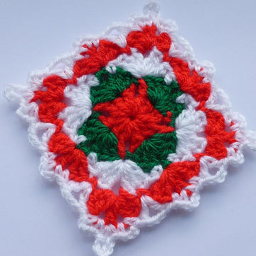 Crochet Granny Square Christmas Afghan Block Motif