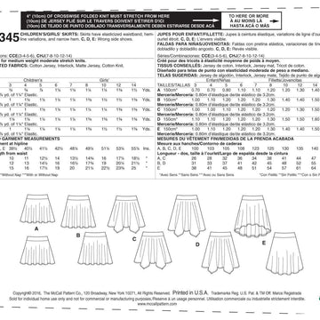 McCall's Children's/Girls' Straight, Handkerchief, or High-Low Hem Skirts M7345 - Sewing Pattern