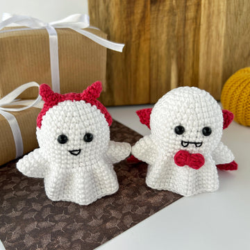Crochet ghost pattern ornament Halloween decor Amigurumi pattern toy Car hanger