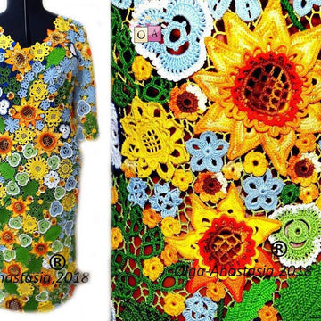 Dress with sunflower Irish lace