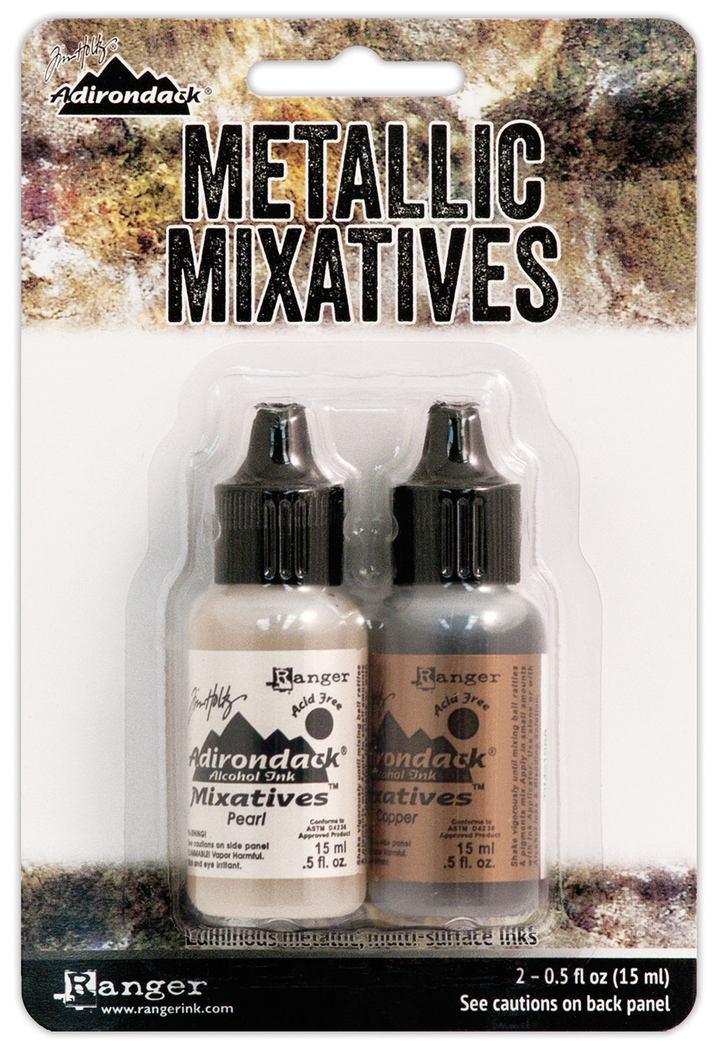 Ranger Tim Holtz Alcohol Ink Metallic Mixatives .5oz 2/Pkg - Pearl & Copper
