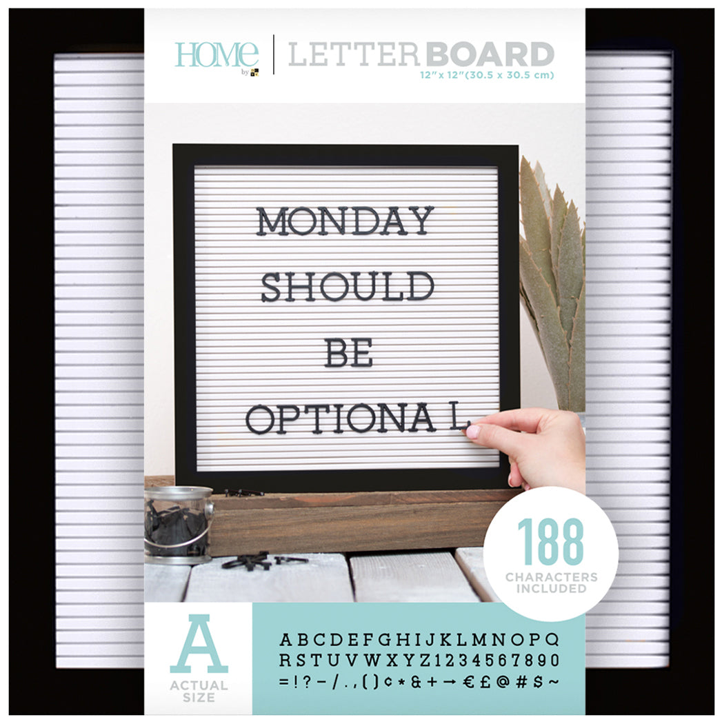 American Crafts DCWV Framed Letterboard 12"X12" - Black W/White Insert