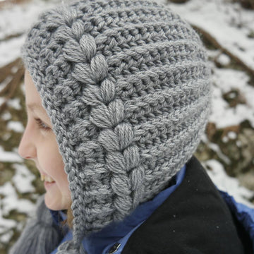 Crochet Bonnet for Adults and Teens. Cable Crochet Hood Hat