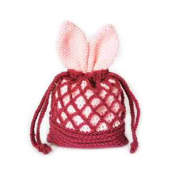 Easter bunny bag with ears Crochet pouch Easter gift Mesh bag Woven bag Easter egg hunt project