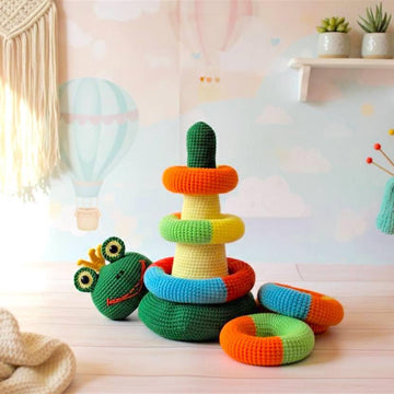 Stacking rings multi-color frog