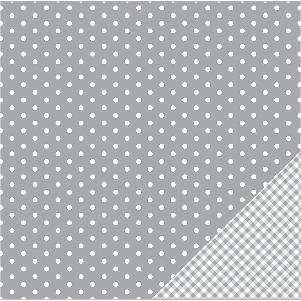 American Crafts Basics Double-Sided Cardstock 12"X12" 12/Pkg - Gray Dot