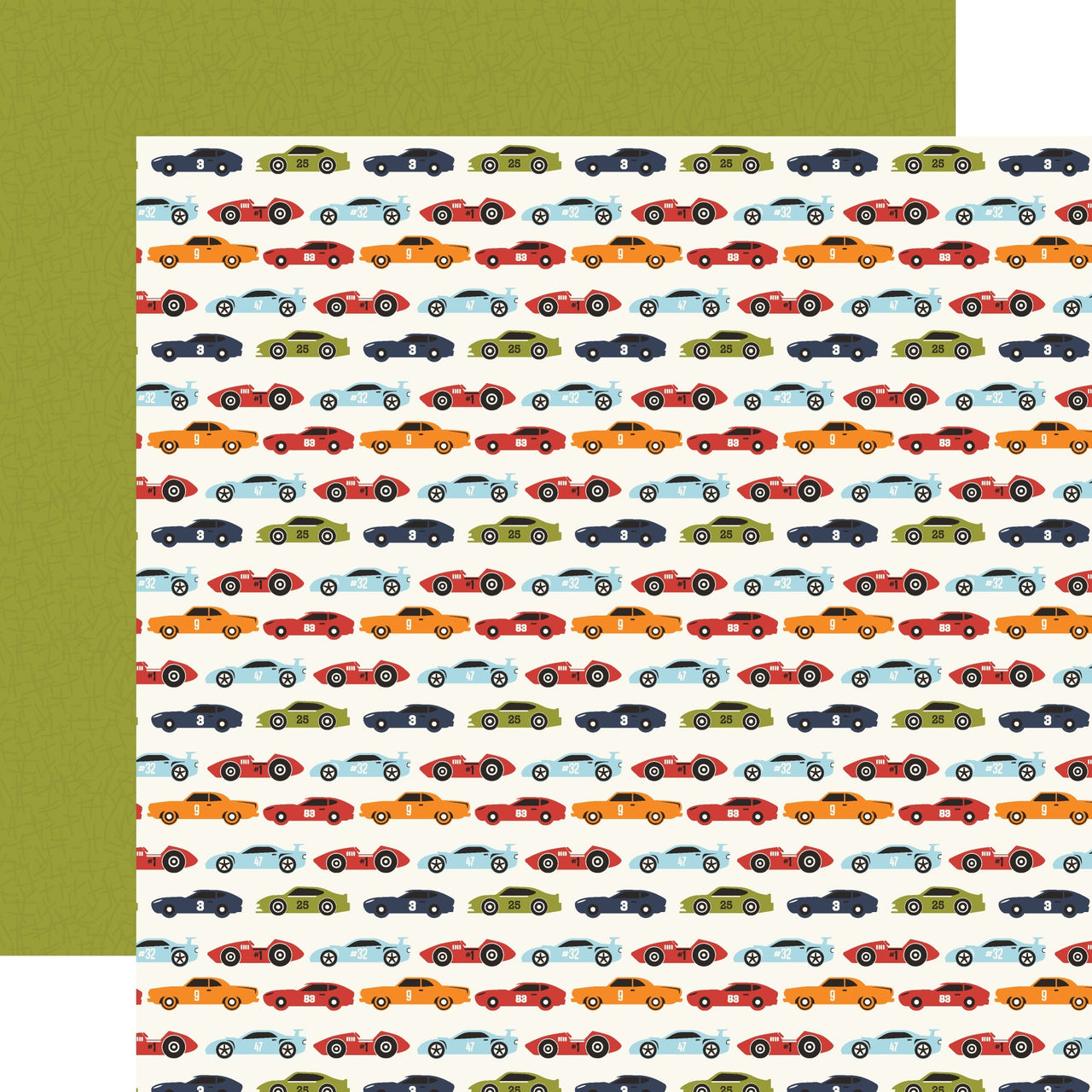 Echo Park Paper All Boy Double-Sided Cardstock 12"X12" 25/Pkg - Race Car Lanes