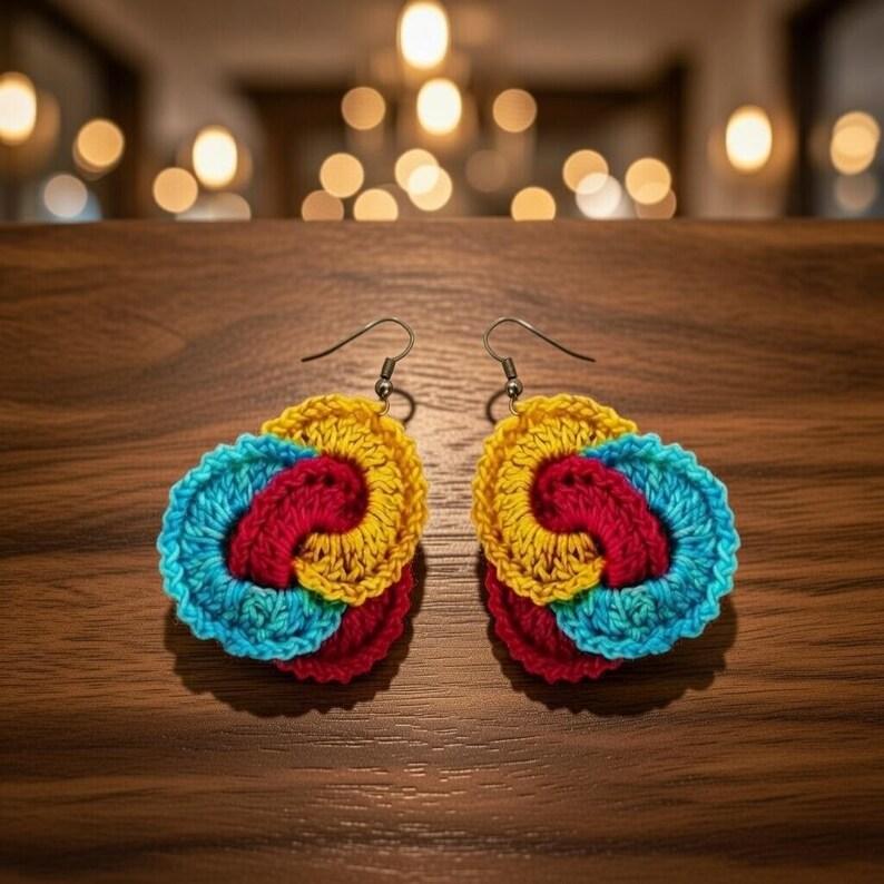Crochet Circle Earrings Pattern – Jewelry PDF + Video Tutorial