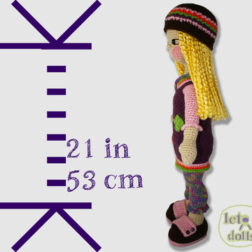 21 inch crochet doll pattern PDF, Large amigurumi doll, Gabi