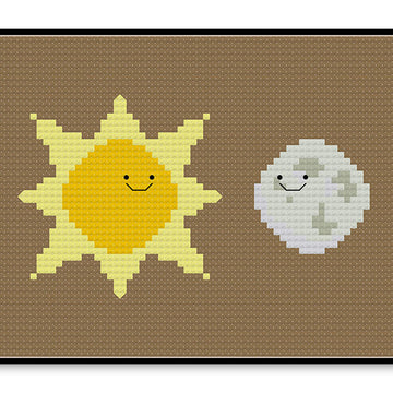 Sun and Moon Kawaii - PDF Cross Stitch Pattern