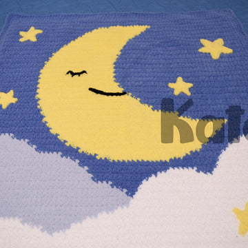 Crochet baby blanket pattern with Moon and Stars - Sweet dreams
