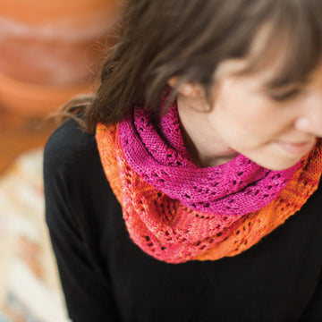 Talinum Lace Cowl in SweetGeorgia Party of Five Gradient Mini-Skein Sets - Downloadable PDF