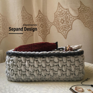 Recycled (t-shirt) yarn basket container-107