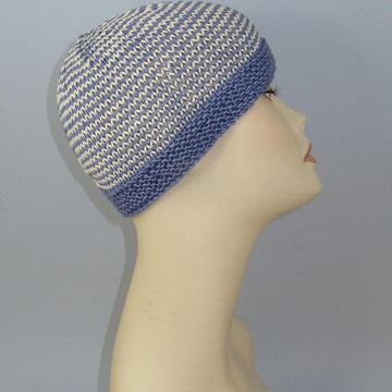 Button Up Stripe Beanie Circular knitting pattern