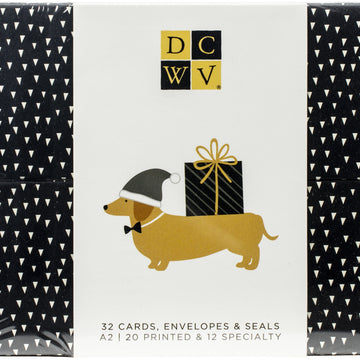 American Crafts DCWV Boxed A2 Cards W/Envelopes (4.375"X5.75") 32/Pkg - Merry And Bright