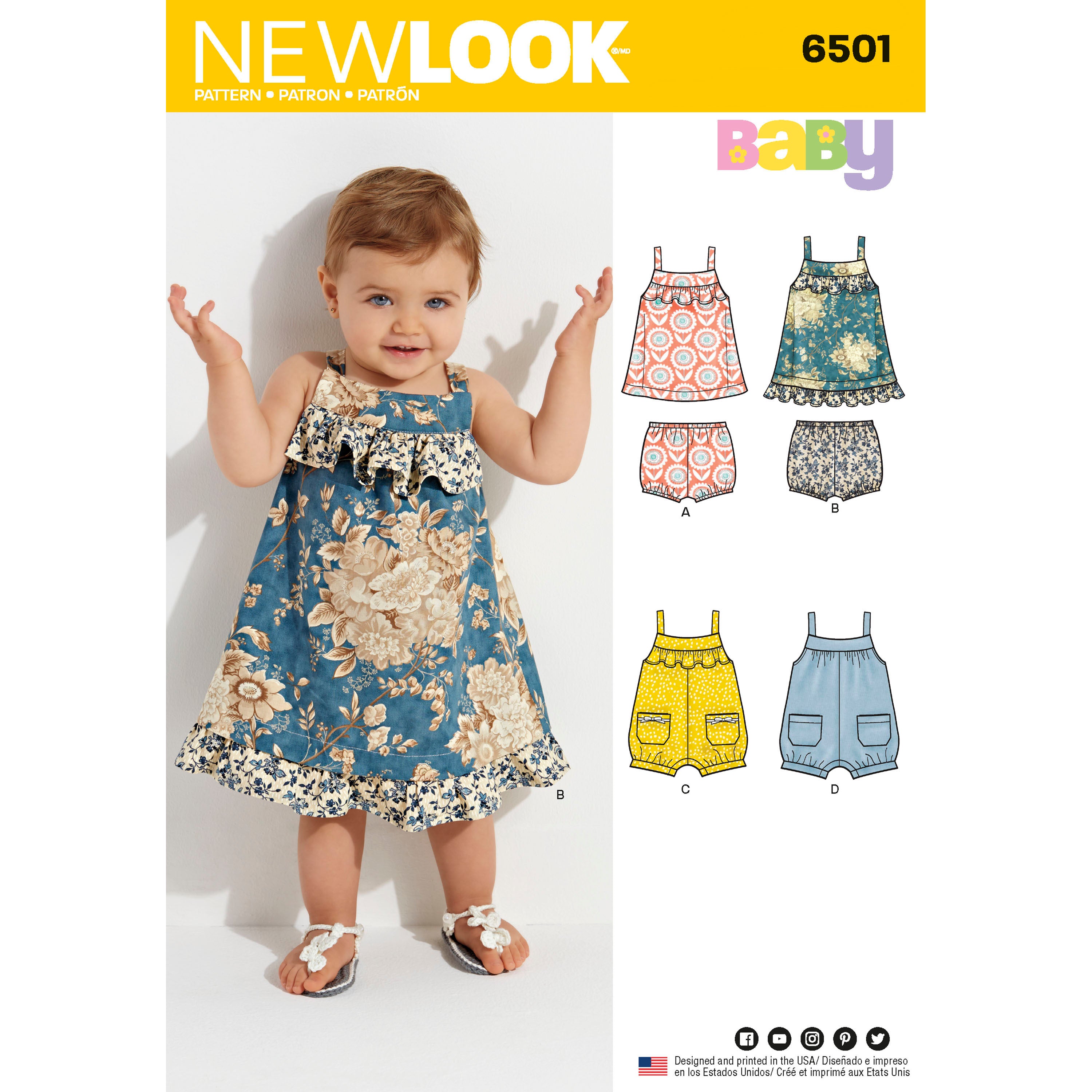 New Look 6501 Babies' Dress and Romper 6501 - Paper Pattern, Size A (NB-S-M-L)