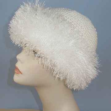Faux Fur Trim Garter Stitch Beanie Hat