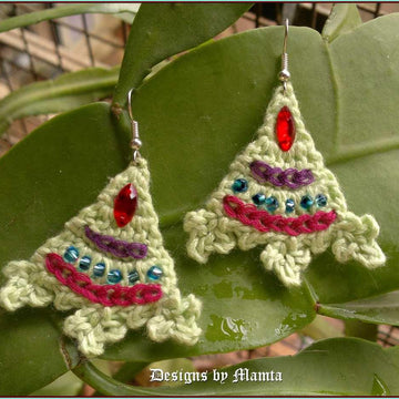 Fern Mountain Crochet Triangle Earrings Pattern Unique Jewelry